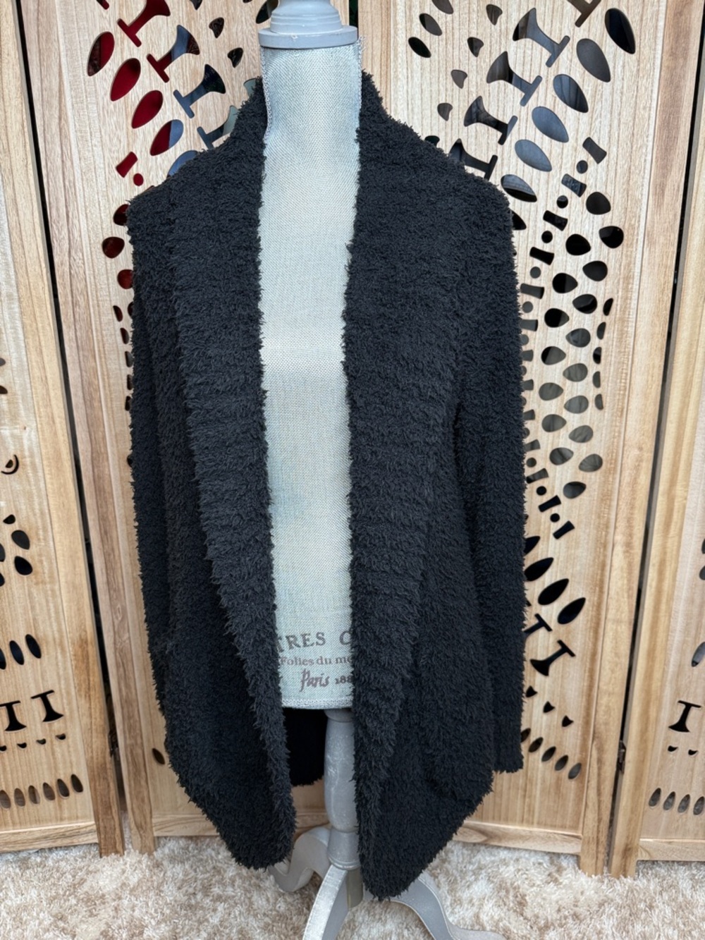 Honeydew Intimates Black Open-Front Fuzzy Cardigan